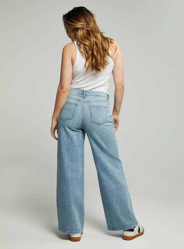 Light denim wide leg jeans sale